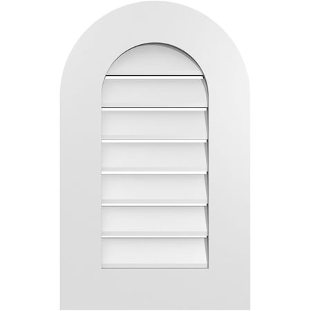 Ekena Millwork Round Top Surface Mount PVC Gable Vent: Functional, w/ 3-1/2"W x 1"P Standard Frame, 16"W x 26"H GVPRT16X2601SF